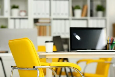 Empty workplace in office closeup Stock Photos