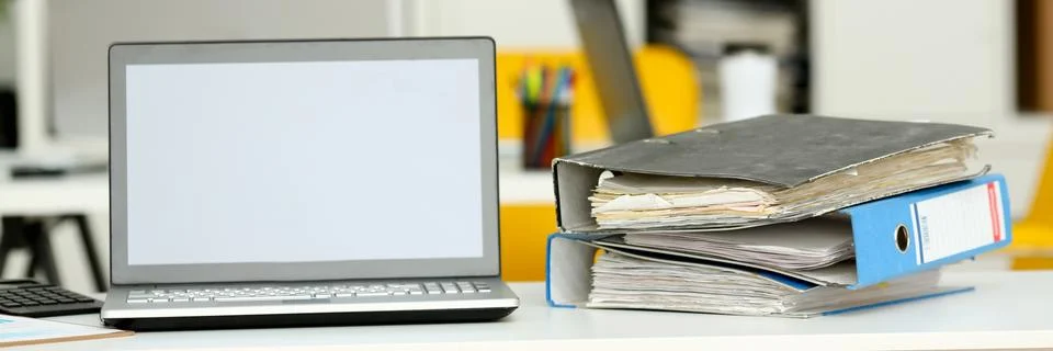 Empty workplace in office closeup 스톡 사진