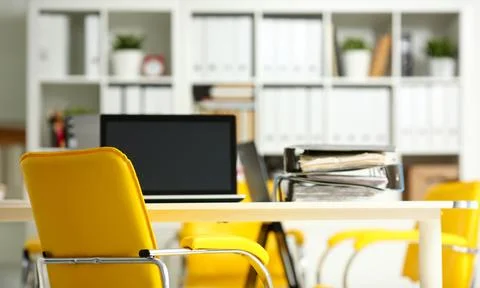 Empty workplace in office closeup 스톡 사진