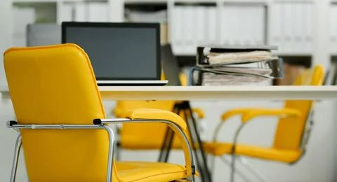 Empty workplace in office closeup Stock Photos