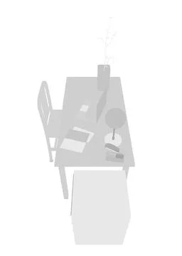 Empty Workplace silhouette, Desk Chair Computer Workspace Office No People. Stock Illustration