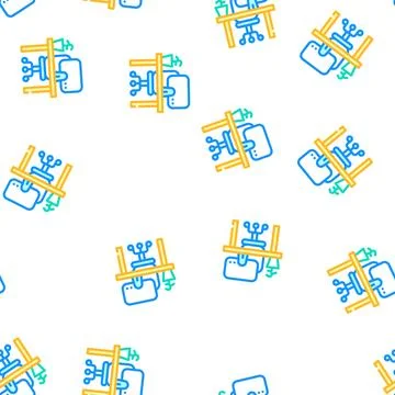 Empty workplace vector seamless pattern sign Stock Illustration