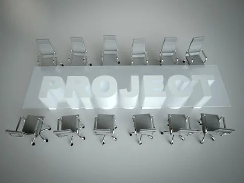 Empty workspace on glass PLAN table. Top view. High resolution render. Busine Stock Illustration