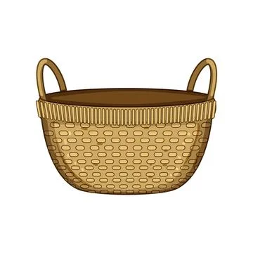 Empty woven wicker basket for collection concept Stock Illustration