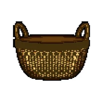 Empty woven wicker basket for collection concept Stock Illustration