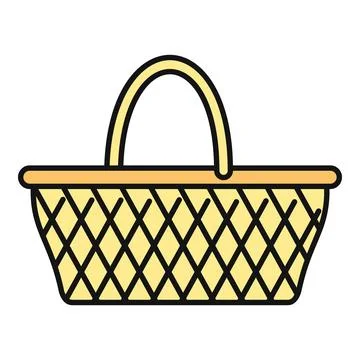Empty woven wicker basket with handle for shopping Illustration