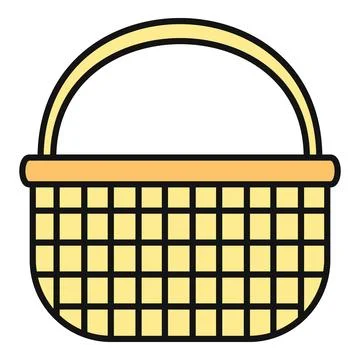 Empty woven wicker basket icon for picnic or harvest Stock Illustration