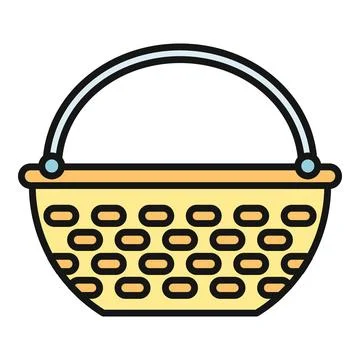 Empty woven wicker basket for picnic and shopping Stock Illustration