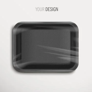 Empty wrapped black food tray Stock Illustration