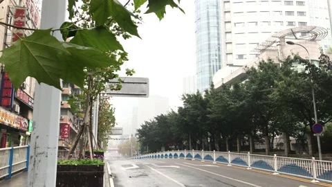 Empty wuhan road during lockdown in china due to coronavirus. Stock Footage 133315158