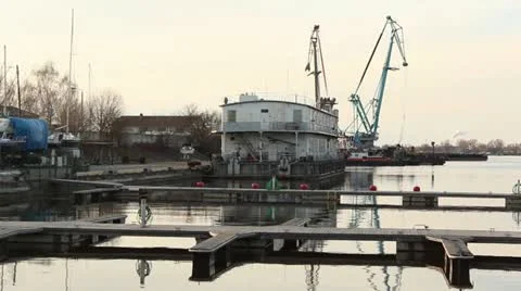 Empty yacht port at spring Stock Footage 10883029