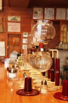 Empty Yama siphon coffee brewer Stock Photos