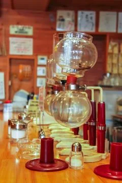 Empty Yama siphon coffee brewer Stock Photos