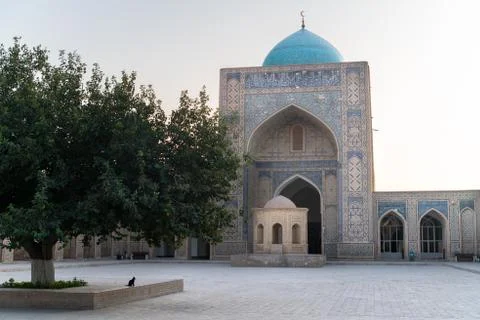 The empty yard iside the Mir Arab madrasasi in Bukhara Stock Photos