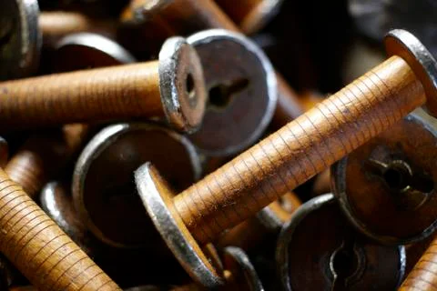 Empty Yarn Spools, Ontario, Canada Stock Photos