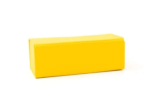 Empty yellow box, isolated on white background Foto stock