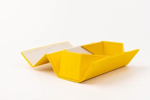 Empty yellow box, isolated on white background 스톡 사진