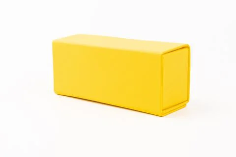 Empty yellow box, isolated on white background 스톡 사진