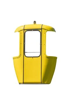 Empty yellow cable car cabin is isolated on white background. Stock Photos