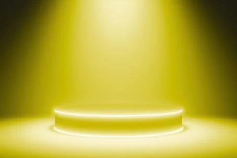 Empty yellow illuminated studio podium stage background for product display Stock Illustration