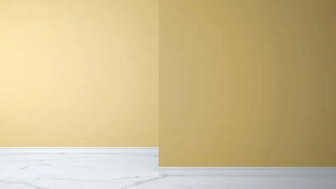 Empty yellow interior with marble floor with foreground wall, concept archite Stock Illustration