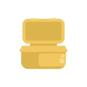 Empty yellow lunchbox open lid container food storage Stock Illustration