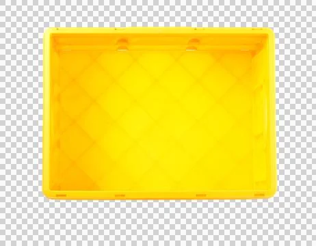 Empty yellow plastic crate isolated Stock Photos