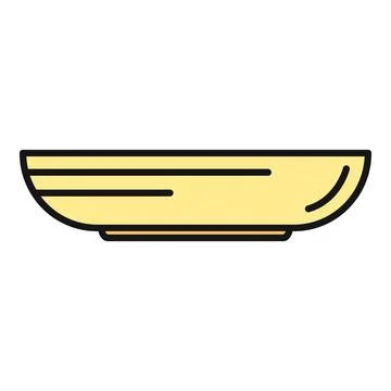 Empty yellow plate dish flatware kitchen icon 스톡 일러스트