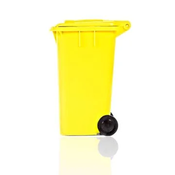 Empty yellow recycling bin Stock Photos