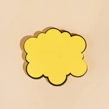 Empty yellow speech bubble beige background. High quality photo empty yell... Stock Photos