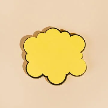 Empty yellow speech bubble beige background Stock Photos