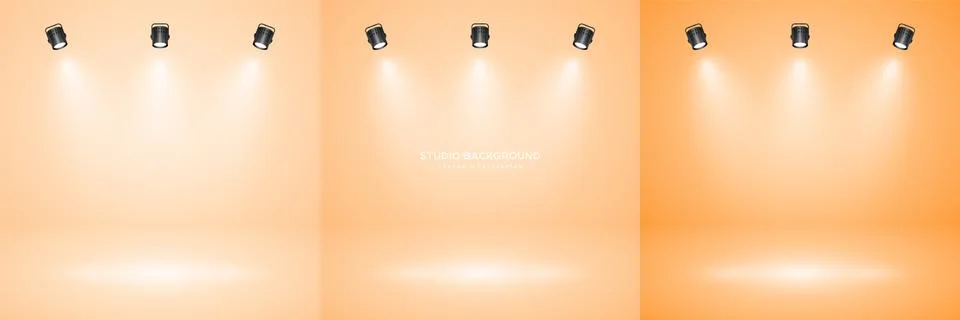 Empty yellow studio abstract backgrounds with spotlight effect. Product showcase Stock Illustration
