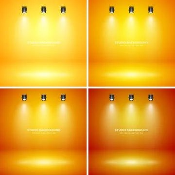 Empty yellow studio abstract backgrounds with spotlight effect. Product showcase 스톡 일러스트