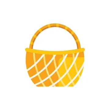 Empty yellow wicker basket with handle waiting to be filled Stock Illustration