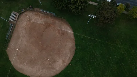 Empty Youth Baseball Field No Kids No Sports Grass Diamond Virus Desolate Vídeo Stock 128452931
