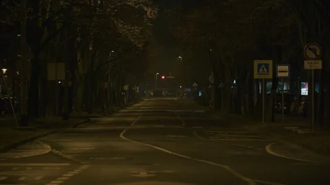 Empty Zagreb street night trees Vidéo 306234458