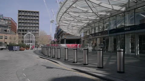 EmptyEmpty roads outside King's Cross underground station in London Stock Footage 130316306