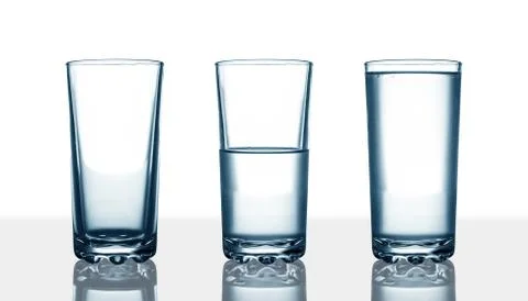 Empty,half and full water glasses Stock Photos