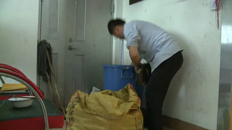 Emptying bin of plastic bottles Stock Footage 37695839