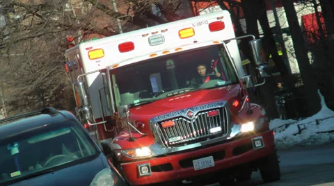 EMS Ambulance, angle, responding, DC, stock footage Stock Footage 35870117