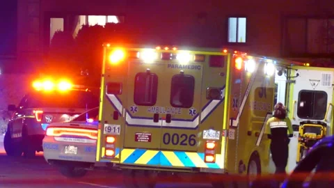EMS closing door of patient in ambo Stock Footage 139664217