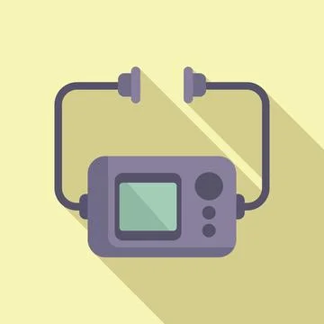 Ems defibrillator icon flat vector. Automatic care device Stock Illustration