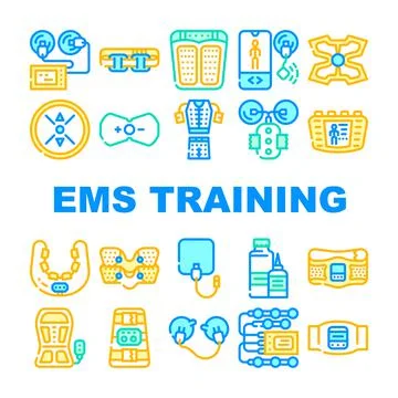 Ems Training Device Collection Icons Set Vector Stock Illustration