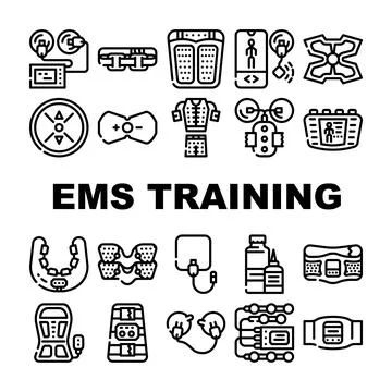Ems Training Device Collection Icons Set Vector Stock Illustration
