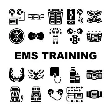 Ems Training Device Collection Icons Set Vector Stock Illustration