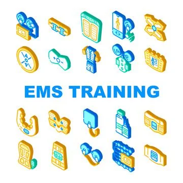 Ems Training Device Collection Icons Set Vector Stock Illustration