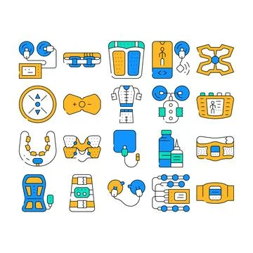 Ems Training Device Collection Icons Set Vector Stock Illustration