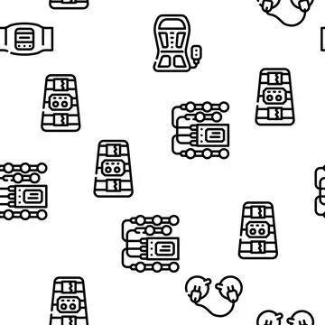 Ems Training Device Vector Seamless Pattern Stock Illustration