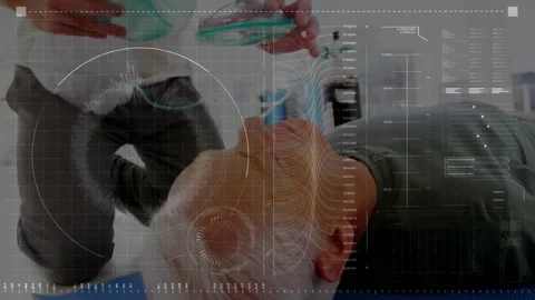 EMT placing clear mask squeezing turquoise bag initiating ventilation, medical Stock Footage 330935460