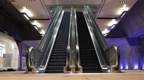 Emtpy automatic stairs (escalator) in a train station Stock Footage 67673998